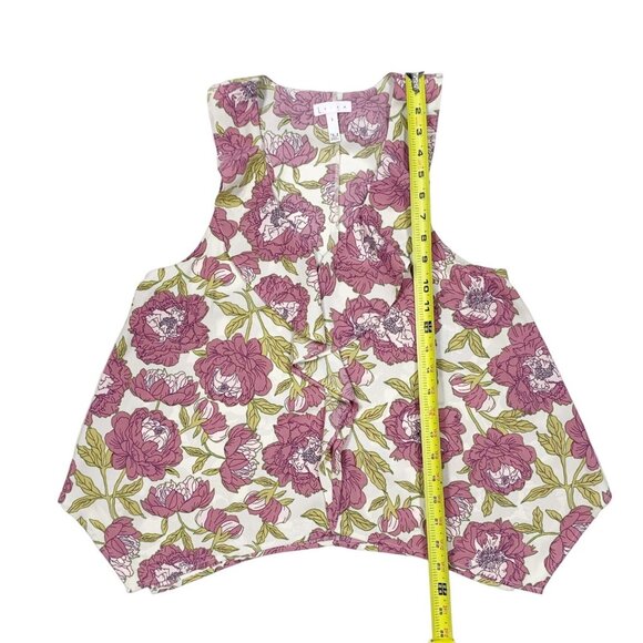 Leith Floral Sleeveless Top Ruffles Racerback Fairy Prairie Cottage Size Small - Picture 10 of 12